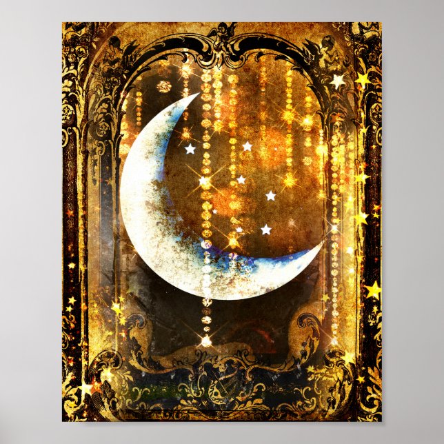 Affiche Mystique Vintage lune d'or cristal (Devant)