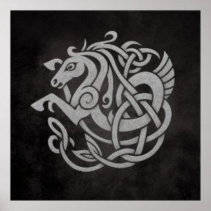 Affiche Mythique Viking Horse - Norse Knotwork Symbole de 