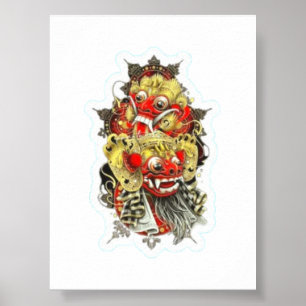 Affiche Mythologie balinaise Barong et Rangda Autocollant
