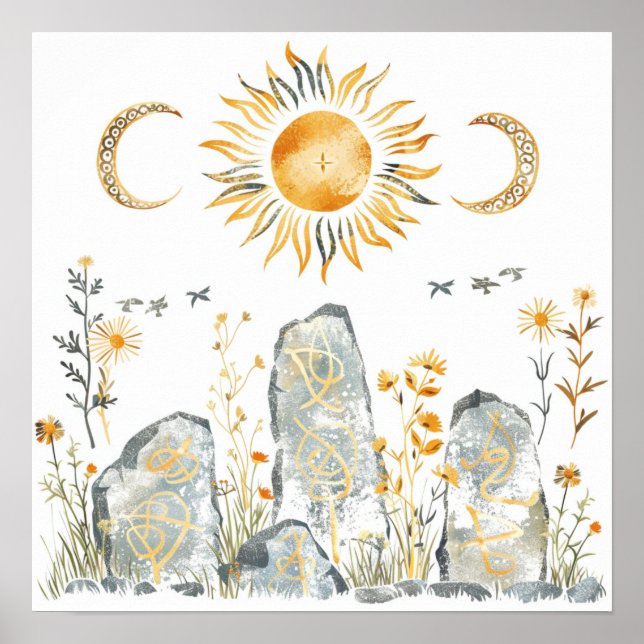 Affiche Mythologie celtique et symboles du soleil Litha (Devant)
