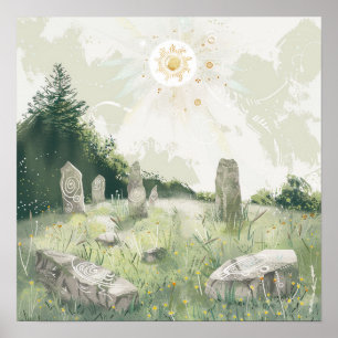 Affiche Mythologie celtique et symboles du soleil Litha