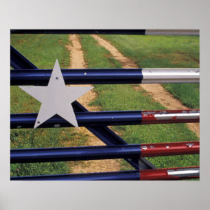 Affiche N.A., Etats-Unis, le Texas, lac Buchanan, drapeau