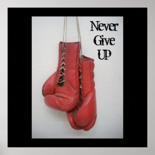 Affiche N'abandonnez jamais - Gants de boxe CANVAS