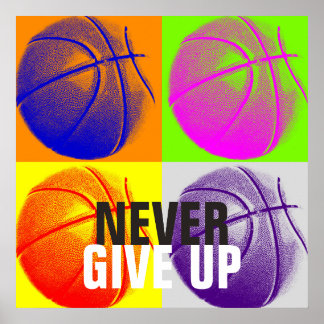 Affiche N'abandonnez jamais la réussite Basketball Pop Art