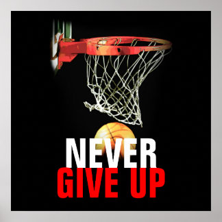 Affiche N'abandonnez jamais le devis de basket-ball à succ