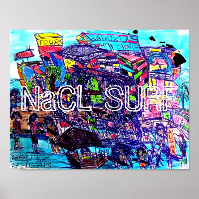 Affiche NaCL SURF RIVE SUD WAIKIKI (Devant)