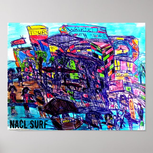 Affiche NaCL SURF RIVE SUD WAIKIKI (Devant)