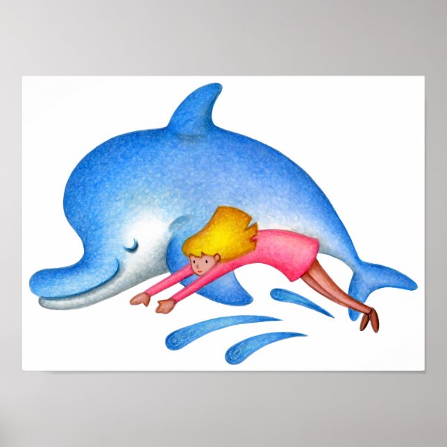 Affiche Nager avec des dauphins. (Devant)