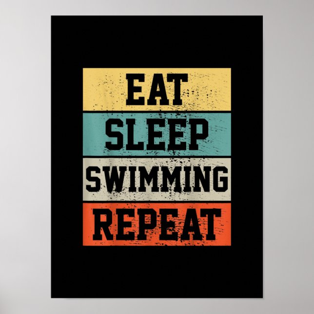 Affiche nager nager nager Cadeau de natation (Devant)