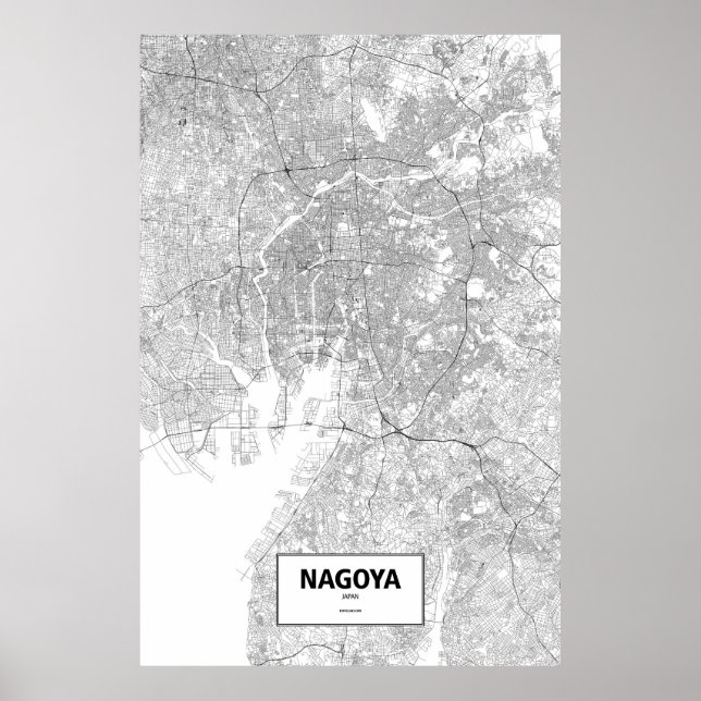 Affiche Nagoya, Japon (noir sur blanc) (Devant)