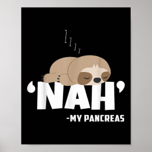 Affiche Nah My Pancreas Funny Sloth Sensibilisation au dia