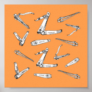Affiche Nail clippers in Orange Illustrated Art