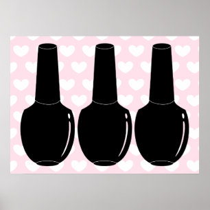 Affiche Nail Polish For Life Black Nail Polish Bottles Art