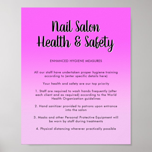 Affiche Nail Salon Health Bright Purple Covid Safety (Devant)