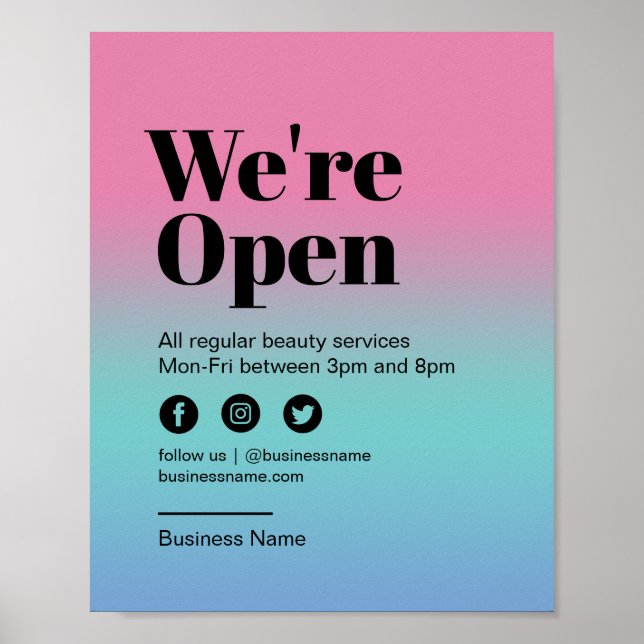 Affiche Nail Salon Ouvert pour les entreprises Rose Coloré (Devant)