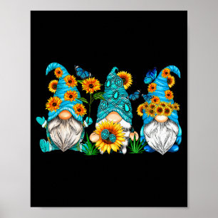 Affiche Nains Mignons Avec Jardinier Papillon Tournesol Ét
