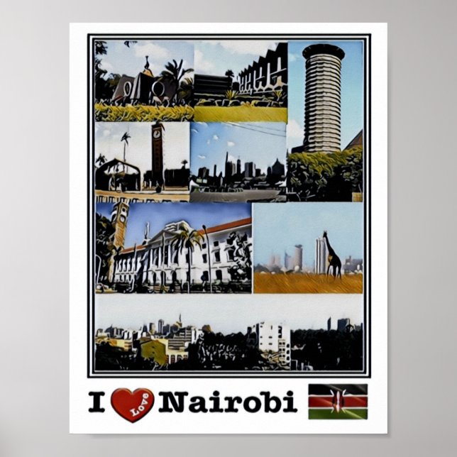 Affiche Nairobi - I Love Mosaic - Skyline - Panorama (Devant)