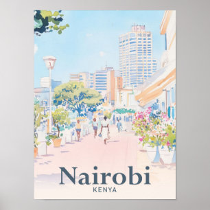 Affiche Nairobi Kenya Aquarelle Peinture Voyage