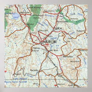 Affiche Nairobi Kenya Carte topographique