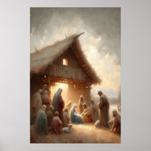 Affiche Naissance de Jésus Crèche Jésus est né Christ