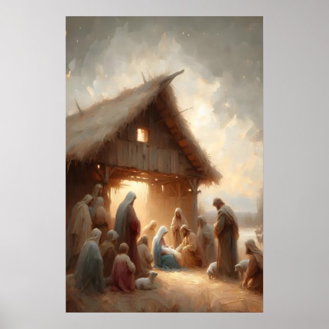 Affiche Naissance de Jésus Crèche Jésus est né Christ (Devant)