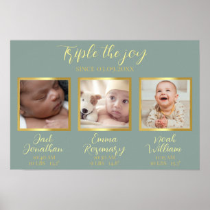 Affiche Naissance de triplés nouveau cadeau pour parents d