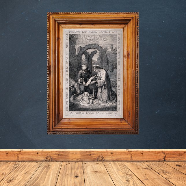 Affiche Naissance du Christ Christian Noël Scène de la Nat (Birth of Christ by J. Keller Vintage Religious Catholic Christian Christmas Nativity Scene Poster)