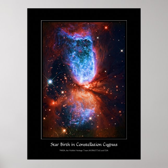Affiche Naissance étoile en Constellation Cygnus, Le Cygne (Devant)