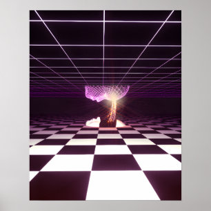 Affiche Naissance numérique [esthétique synthwave]