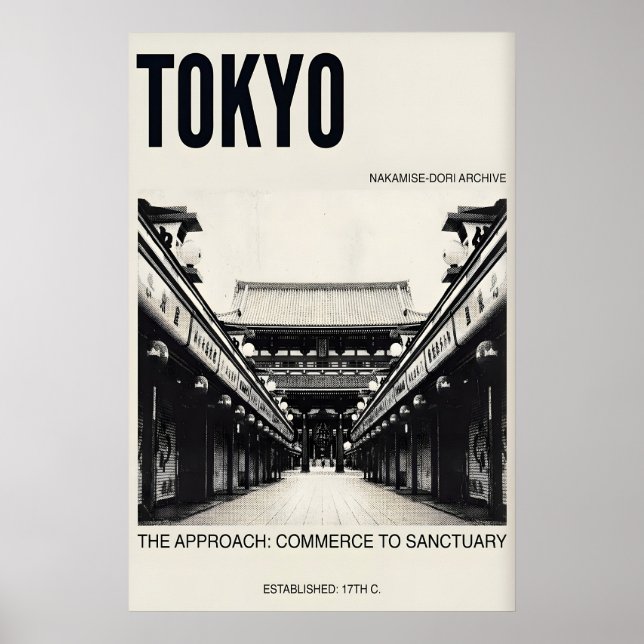Affiche Nakamise Dori Tokyo Voyage Art (Noir (Devant)