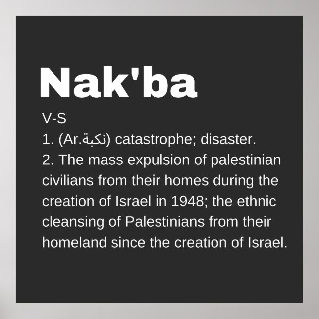 Affiche Nakba Signification design Nakba Définition texte (Devant)