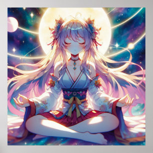 Affiche Namaste Anime Girl Meditating