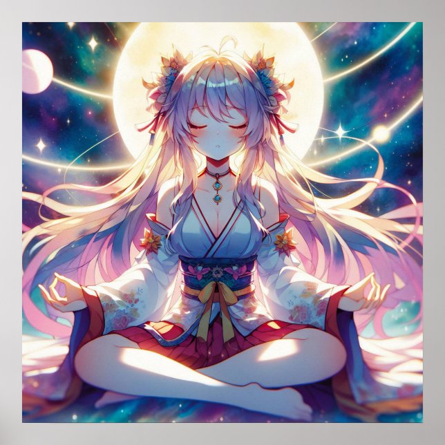 Affiche Namaste Anime Girl Meditating (Devant)