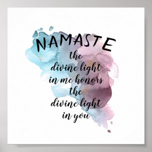 Affiche Namaste, citation aquarelle bleu et violet