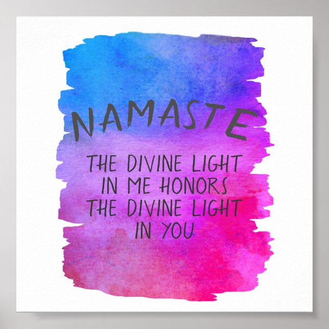 Affiche Namaste citation aquarelle design (Devant)