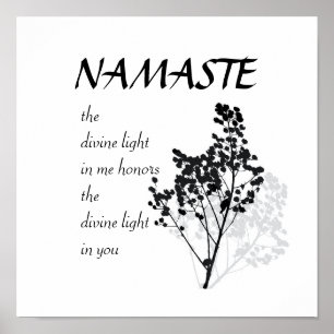 Affiche Namaste cite du texte sur l'art de la nature noire
