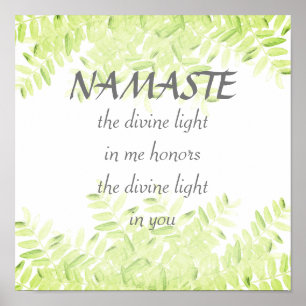 Affiche Namaste cite jolie nature verte design feuille