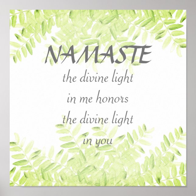 Affiche Namaste cite jolie nature verte design feuille (Devant)