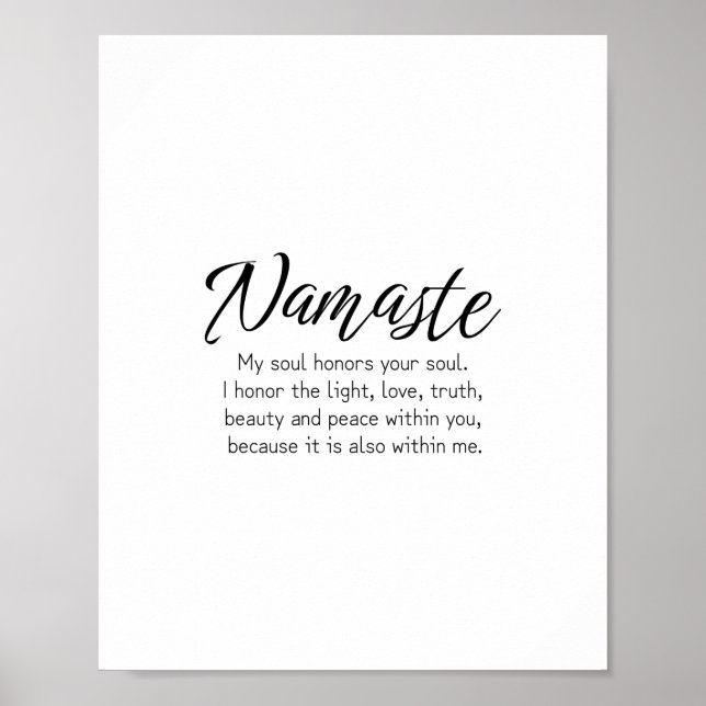 Affiche Namaste définition Zen, Yoga, Citation inspirante (Devant)