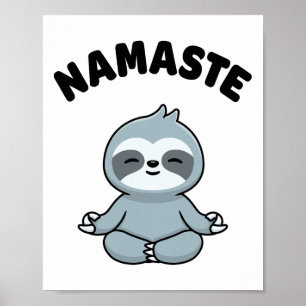 Affiche Namaste Drôle Mignon Paresseux Kawaii Yoga Paresse