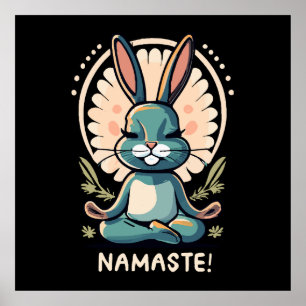 Affiche namaste lapin yoga lapin méditation