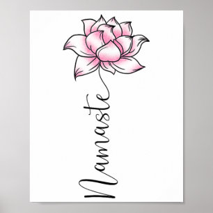 Affiche Namaste Lilly Lotus Fleur Rose Mignonne Hindi Yoga