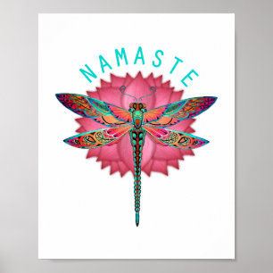 Affiche Namaste Lotus Dragonfly Yoga