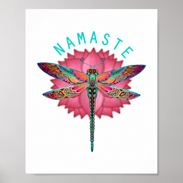 Affiche Namaste Lotus Dragonfly Yoga (Devant)