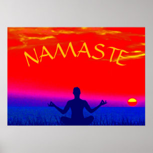 Affiche Namaste Mindfulness Méditation et Yoga Zen Sunset