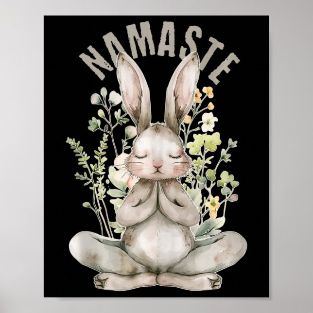 Affiche Namaste Rabbit de Pâques Zen Yoga Intérieur Paix S (Devant)