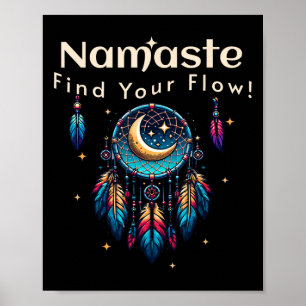 Affiche Namaste Trouvez Votre Flux Croissant Lune Attrape-
