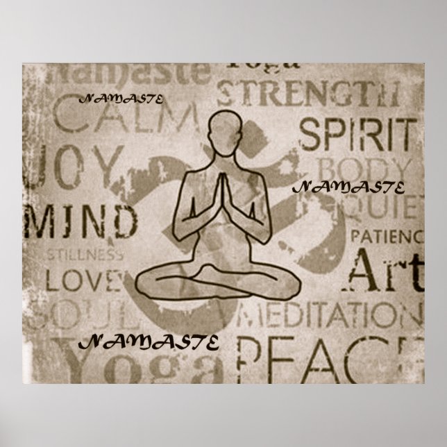 Affiche Namaste Yoga Lotus Charcoal Imprimer (Devant)