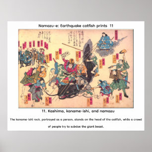 Affiche Namazu-e : estampes de poisson-chat de séisme # ON