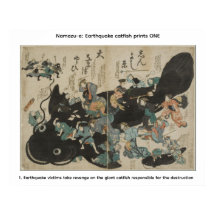 Namazu-e : estampes de poisson-chat de séisme UN